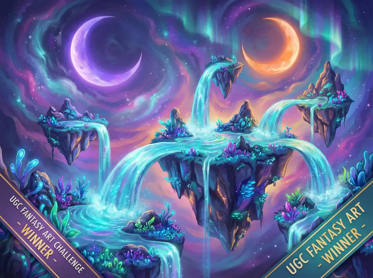 吃瓜大赛 参赛作品 - 浮岛幻境奇幻数字绘画